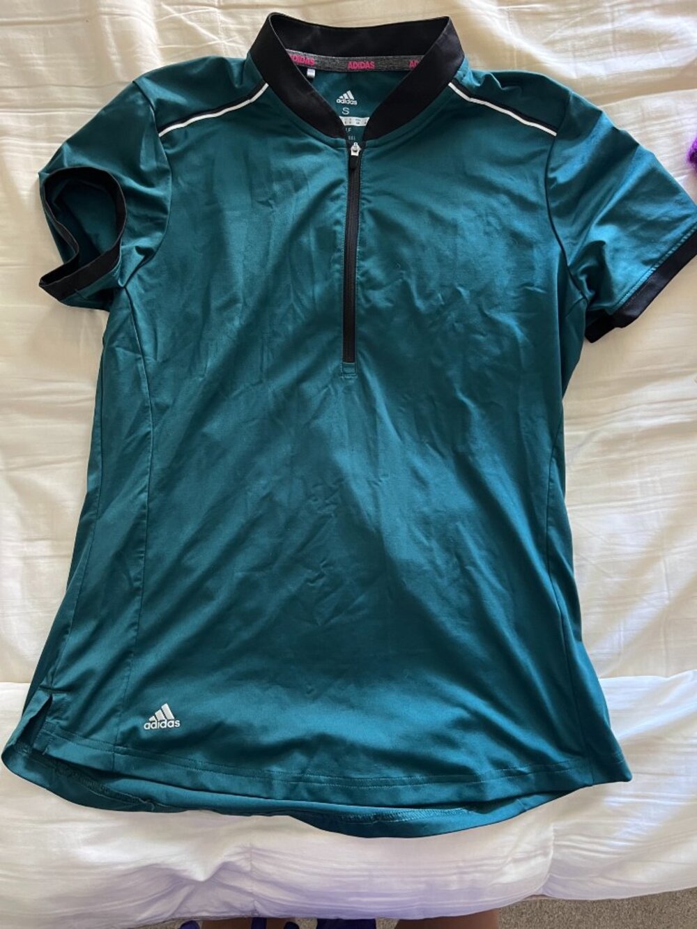 adidas Golf Women's Climacool 1/4 Zip Polo Top Teal Size S